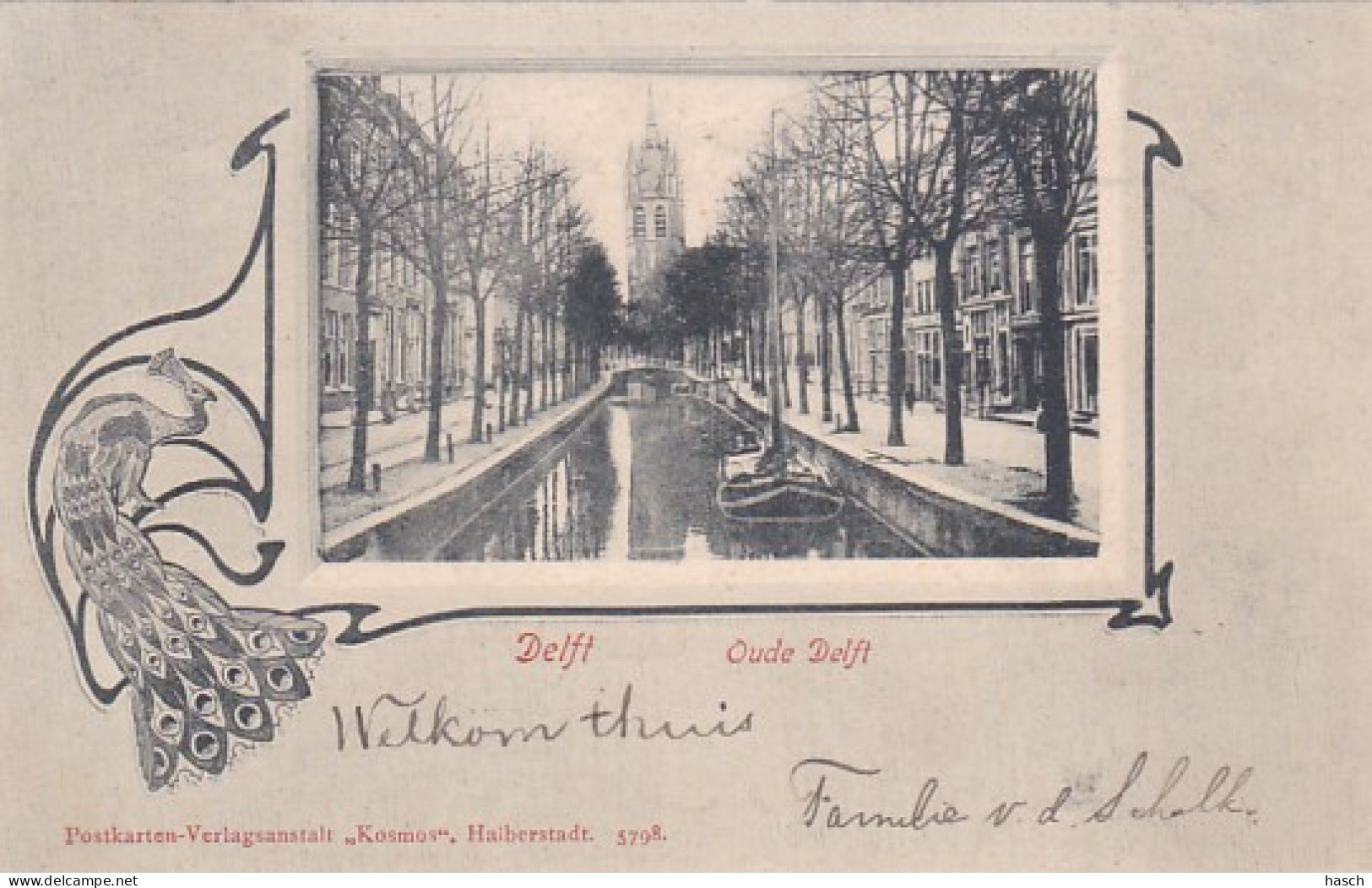 482244Delft, Oude Delft. (poststempel 1905)(minuscule Vouwen In De Hoeken) - Delft