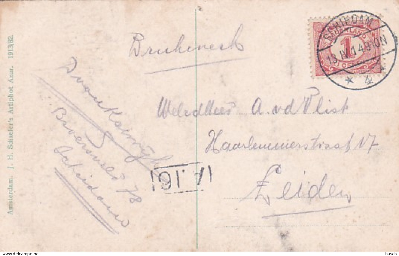 4822148Schiedam, Tramhuisje R. E. T. Station V. D. R. E. T. (poststempel 1914)(zie Hoeken En Randen) - Schiedam