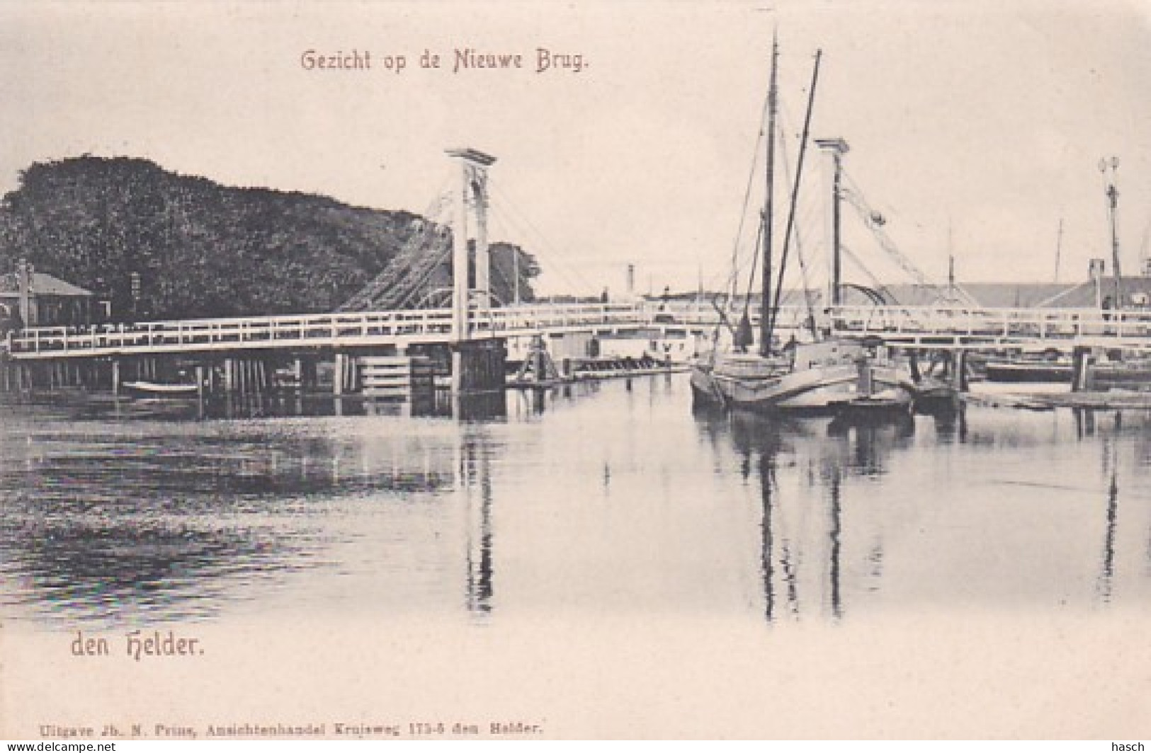 4822159Den Helder, Gezicht Op De Nieuwe Brug. Rond 1900. (minuscule Vouwen In De Hoeken) - Den Helder