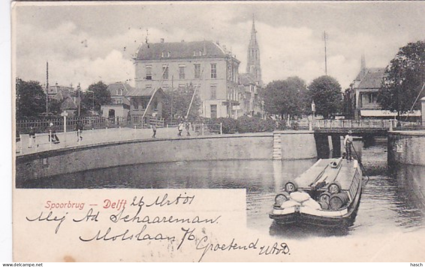 4822165Delft, Spoorbrug. (poststempel 1901)(minuscule Vouwen In De Hoeken, Zie Randen) - Delft