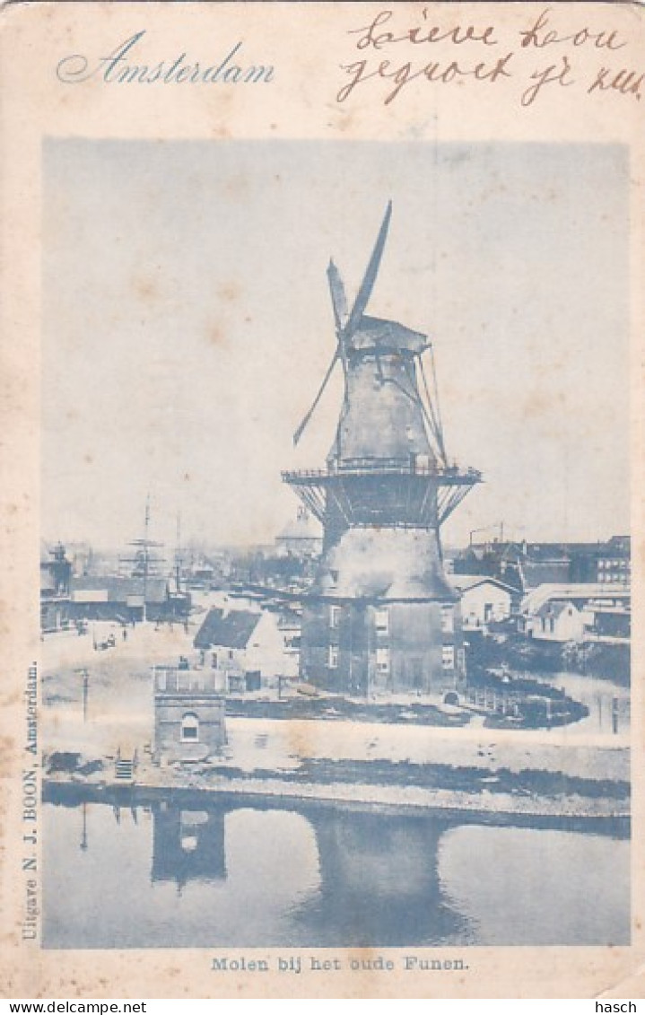 4822214Amsterdam, Molen Bij Het Oude Funen Rond 1900. (De Gooyer)(rechtsonder Een Kleine Vouw) - Amsterdam