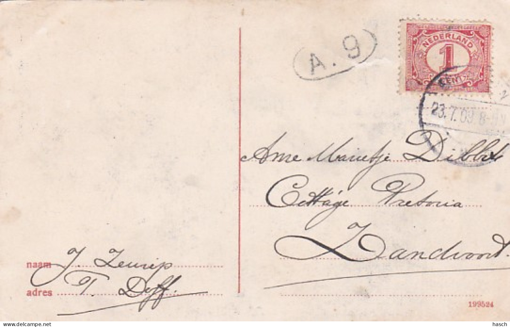 4822318Enkhuizen, Postkantoor. (poststempel 1909)(kleine Vouwen In De Hoeken) - Enkhuizen