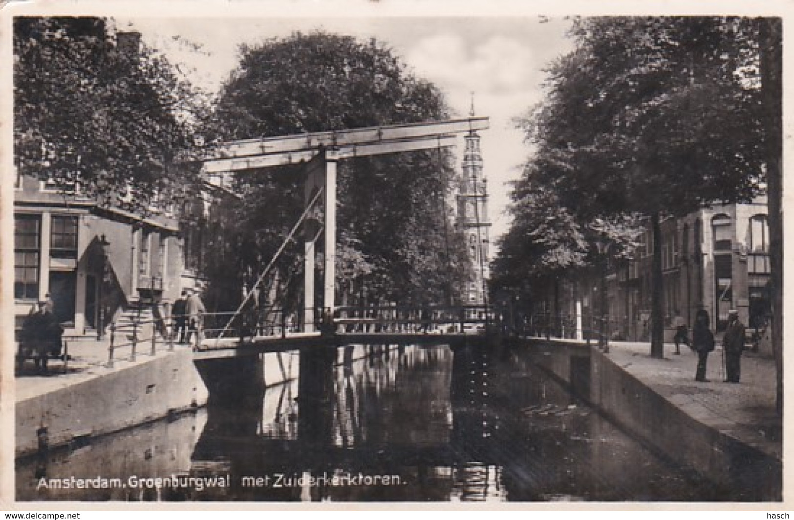 4822323Amsterdam, Groenburgwal Met Zuiderkerktoren. 1936 (FOTO KAART)(zie Hoeken, Randen, En Achterkant) - Amsterdam