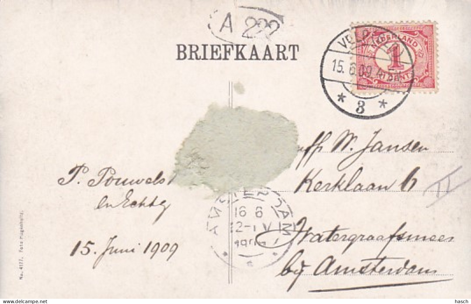 4822400Beek, Klapbrug – Velp. (poststempel 1909)(rechtsonder Een Kleine Vouw, Zie Achterkant) - Velp / Rozendaal