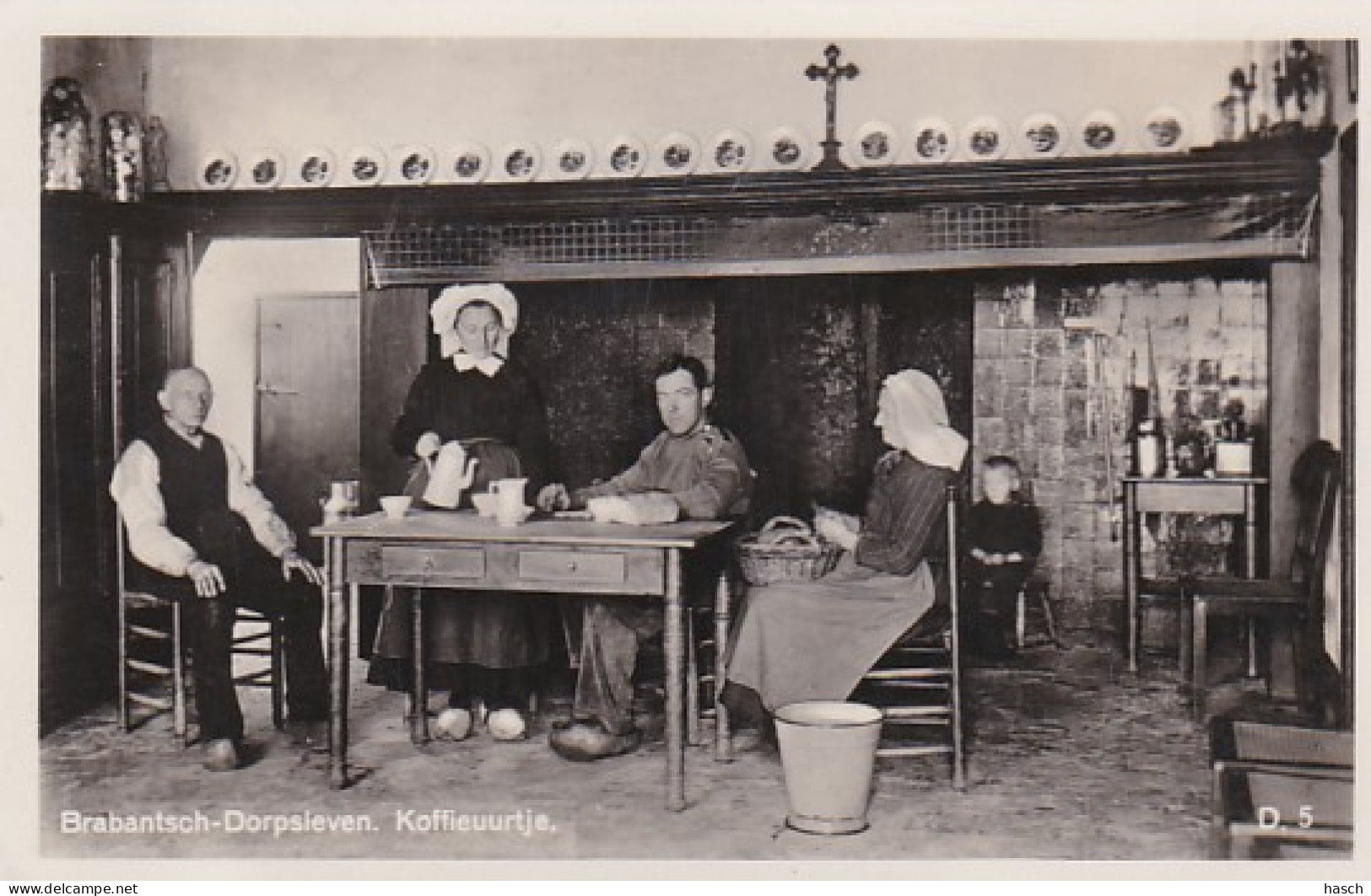 4822447Brabantsch Dorpsleven. Koffieuurtje. 1934.(mooie Foto Kaart) - Andere & Zonder Classificatie
