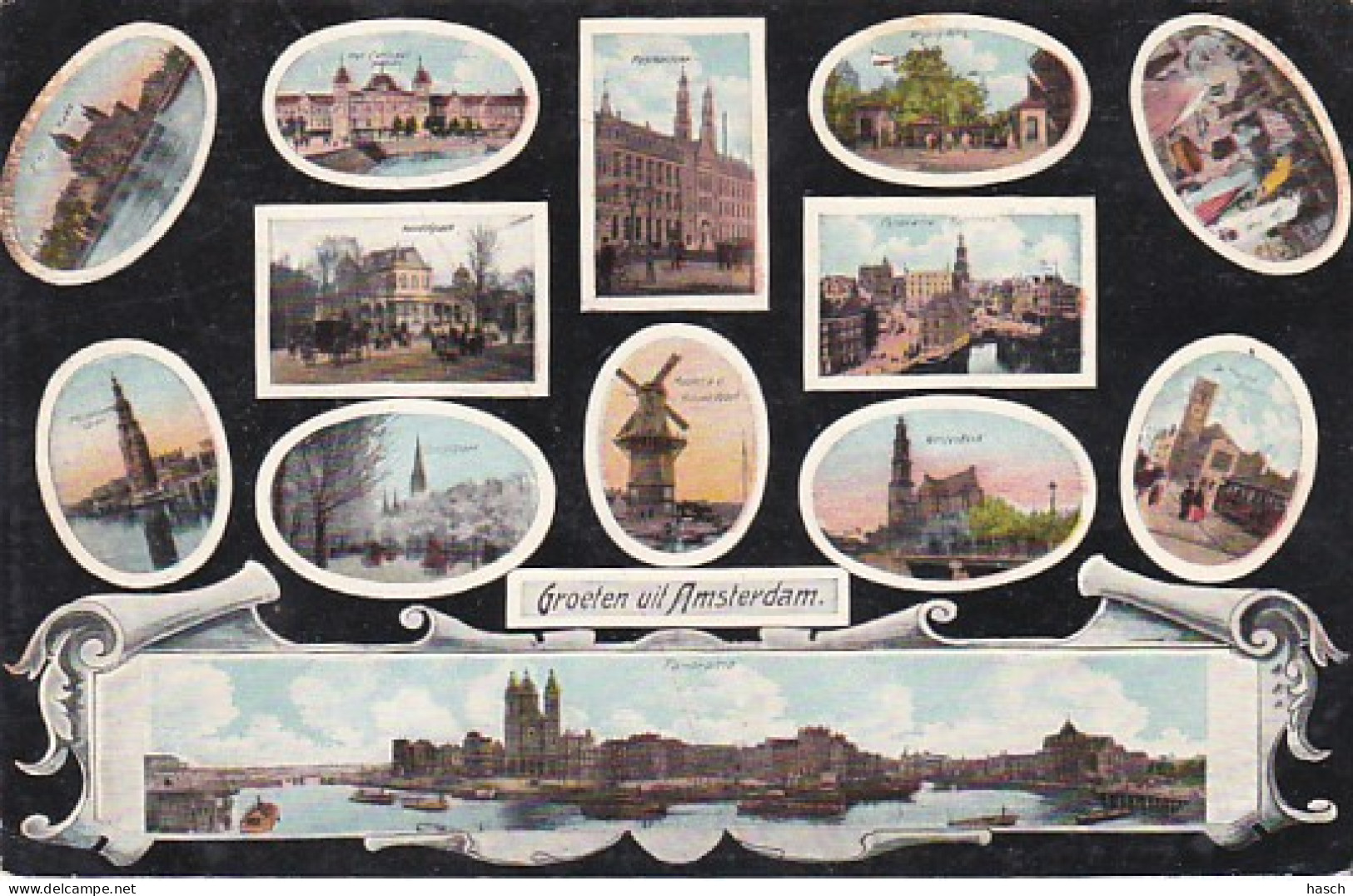 4822582Amsterdam, Groeten Uit Amsterdam. 1916 Multivues.(zie Hoeken) - Amsterdam