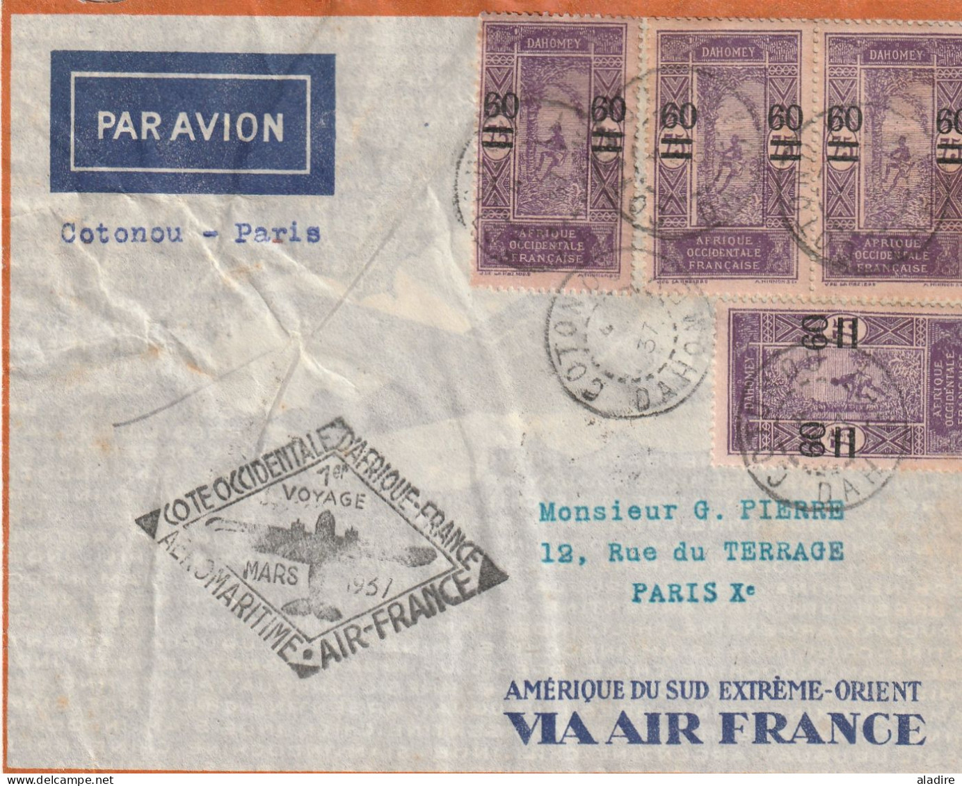 1899 - 1937 - DAHOMEY / BENIN - lot de 8 cartes, enveloppes (Aéromaritime) et entiers