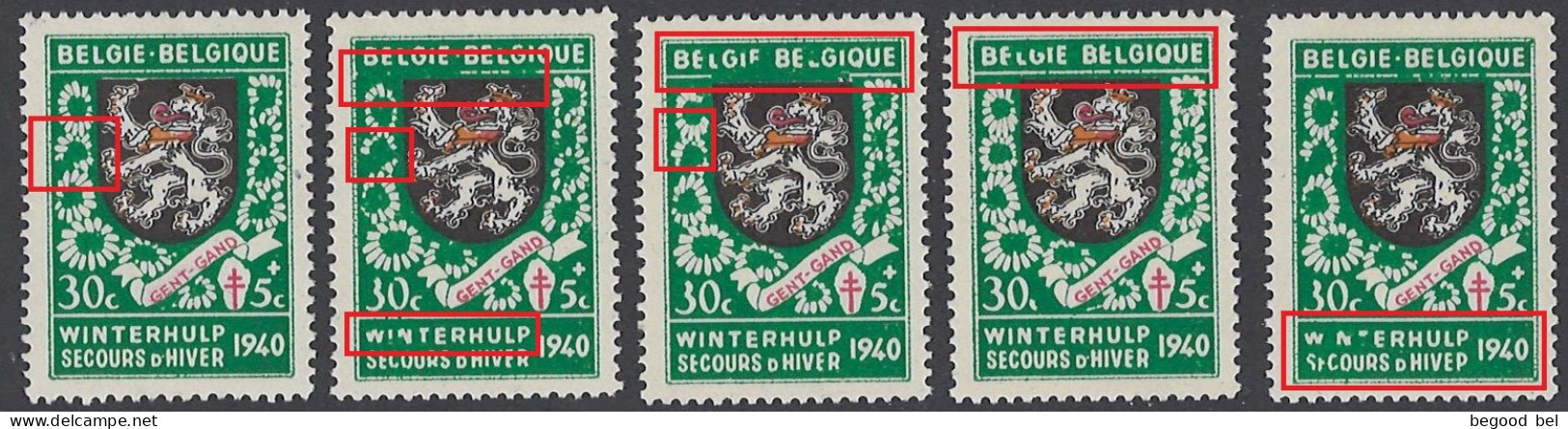 BELGIUM - 1940  - MNH/**  -  COB 539 VARIOUS CURIOSITY -  Lot 26005 - 1931-1960