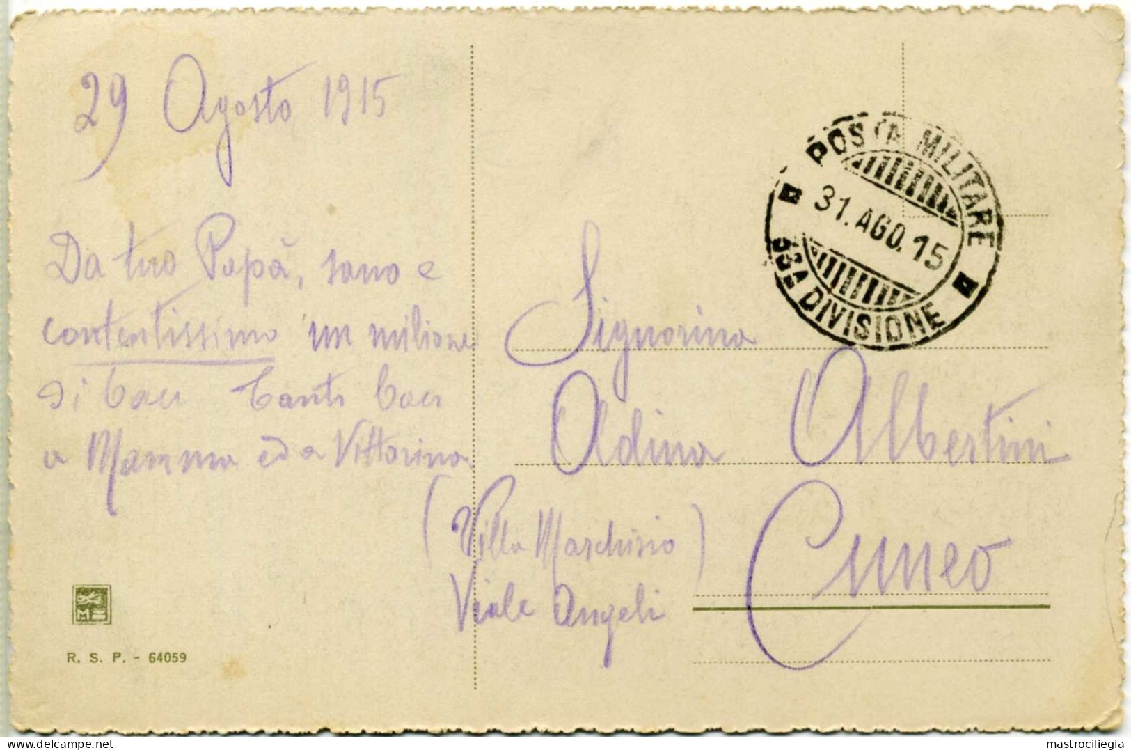 FRANCHIGIA POSTA MILITARE 33^ DIVISIONE 31 AGO 1915 Cartolina Al Pascolo Con Mucche E Capre - Militaire Post (PM)