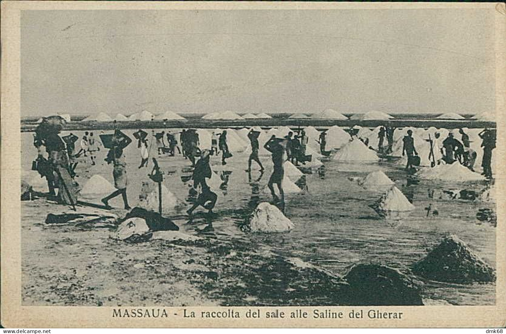 ERITREA - Massawa / MASSAUA - LA RACCOLTA DEL SALE ALLE SALINE DEL GHERAR - EDIT FIORETTI - MAILED 1936 / STAMPS (12503) - Erythrée