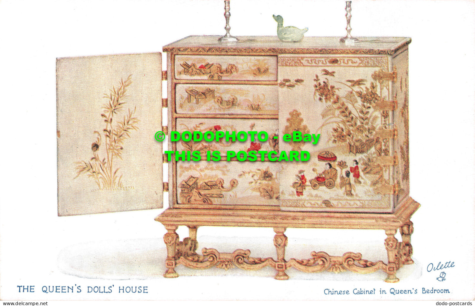 R505720 The Queen Dolls House. Chinese Cabinet In Queen Bedroom. Tuck. Oilette. - Monde