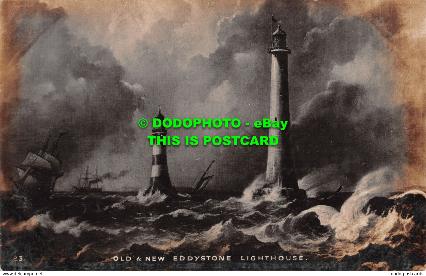 R505729 Old And New Eddystone Lighthouse. G. Fires. 1905 - Monde