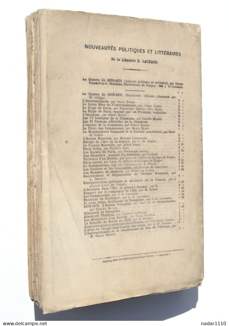 Rossel - Papiers posthumes - Jules Amigues, Lachaud 1871 / La Commune, Communards, Metz