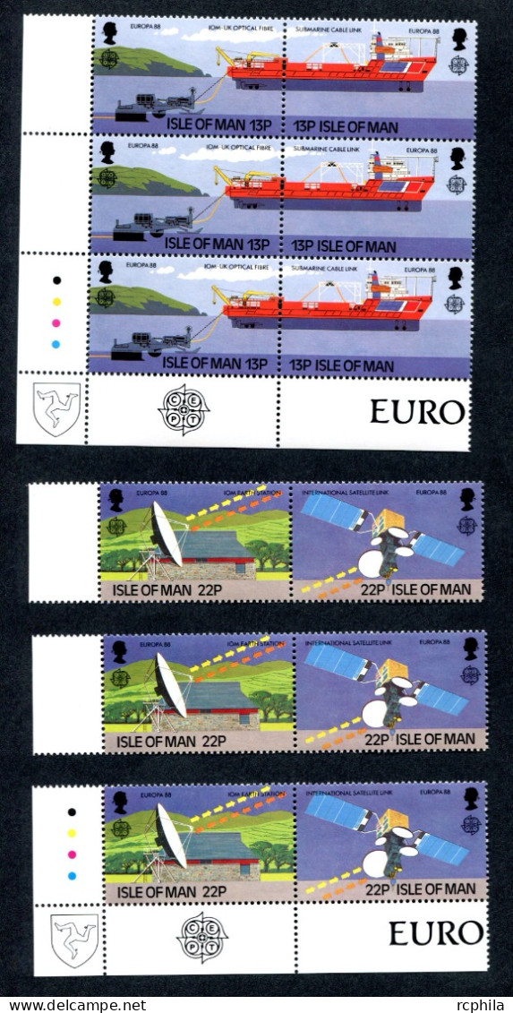 RC 27506 ILE DE MAN COTE 15€ N° 367 / 370 X 3 Ex EUROPA 1988 TRANSPORTS ET COMMUNICATIONS NEUF ** MNH TB - 1988