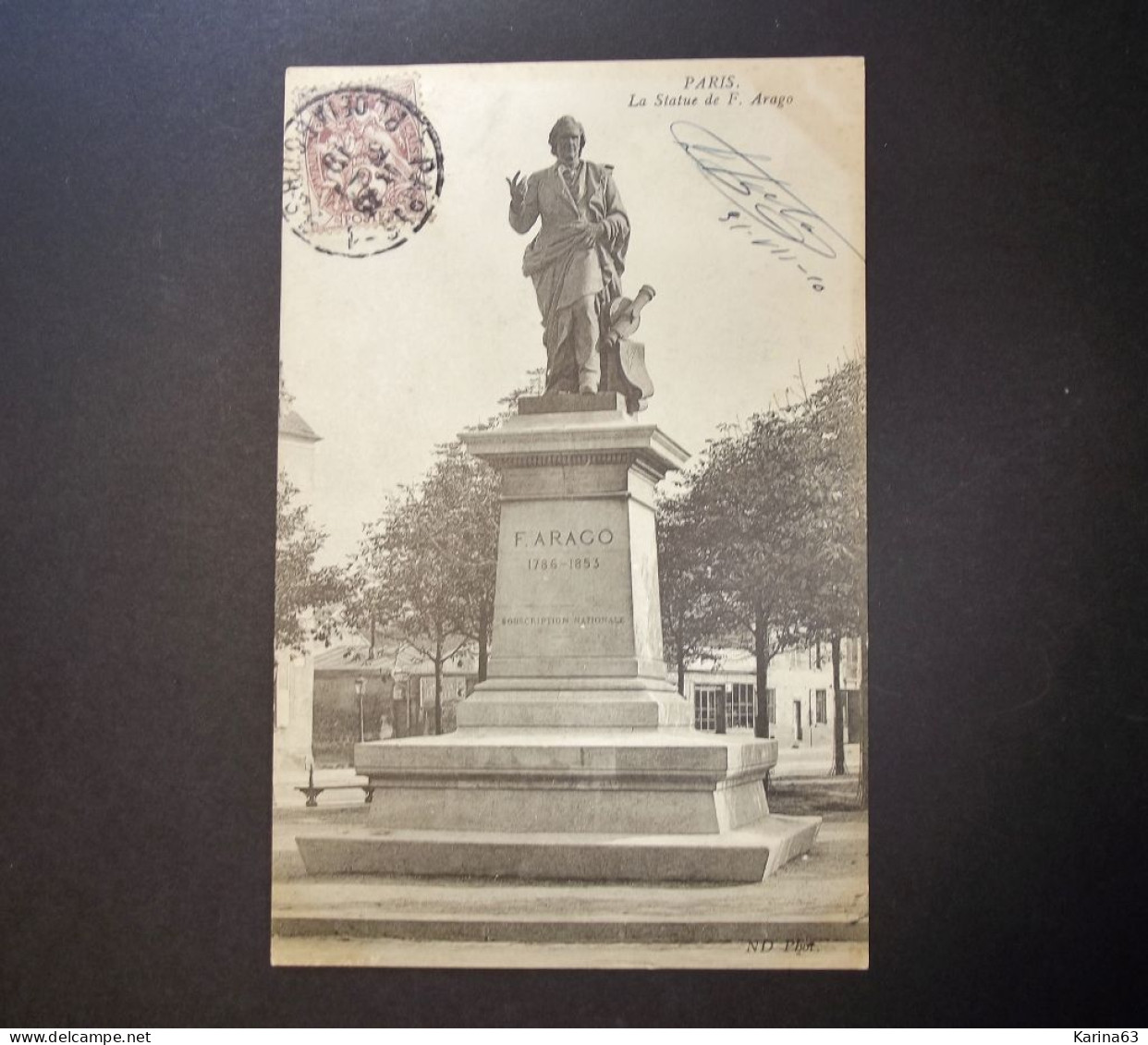 France - Paris - 75 - La Statue De F. Arago - Avec Timbre 1910 Paris - Standbeelden