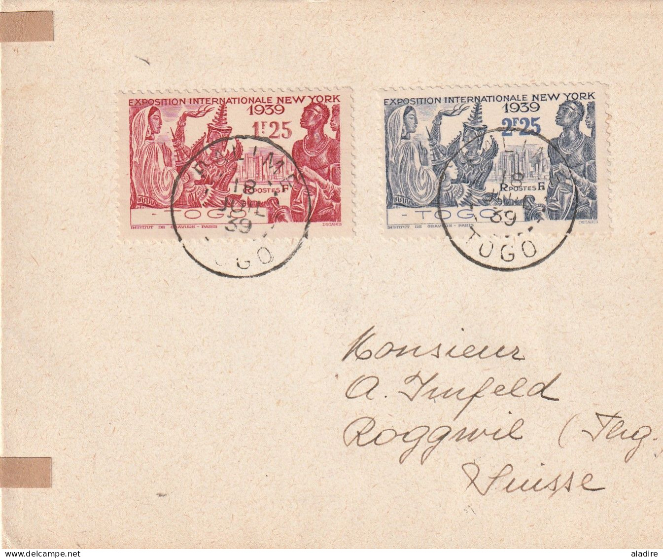 1917 - 1939 - TOGO - Lot De 2 Cartes Postales Dont 1 Occupation Franco-anglaise Et 1 Enveloppe (expo Int New York) - Briefe U. Dokumente