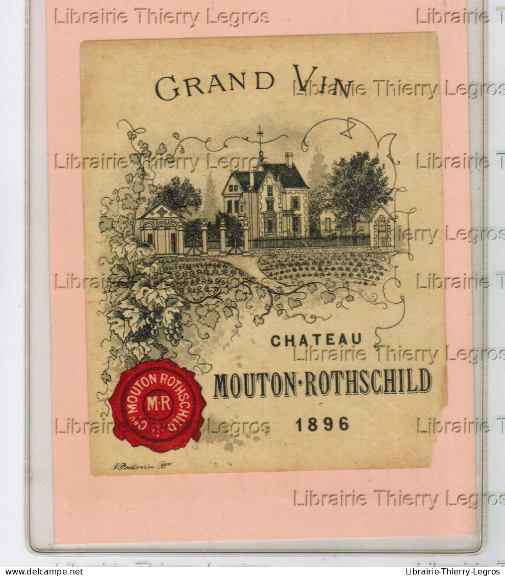 étiquette Vin Mouton Rothschild 1896 - Bordeaux