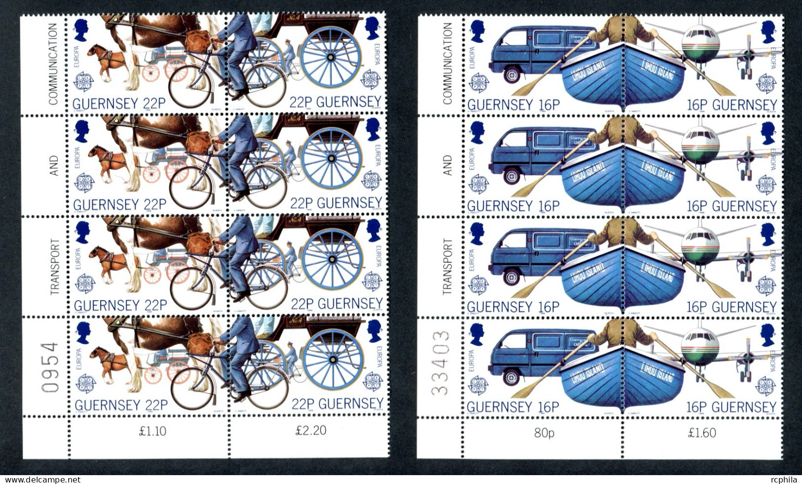 RC 27507 ILE DE MAN COTE 20€ N° 419 / 422 X 4 Ex EUROPA 1988 TRANSPORTS ET COMMUNICATIONS NEUF ** MNH TB - 1988