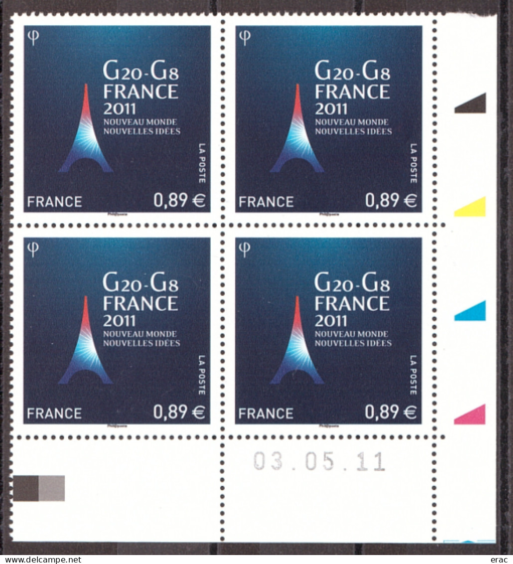 France - Coin Daté 03.05.11 Du N° 4575 - Neuf ** - G20-G8 Présidence Française - 2010-2019