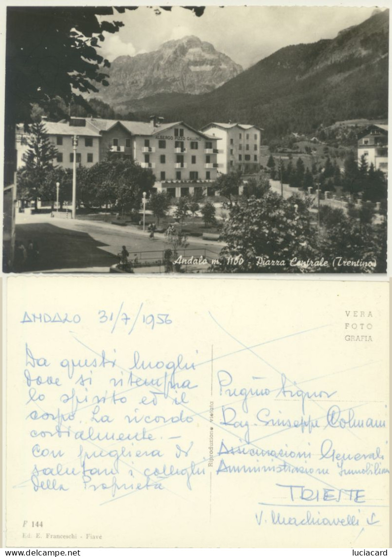 ANDALO -PIAZZA CENTRALE E ALBERGO PIZZO GALLINO - Trento