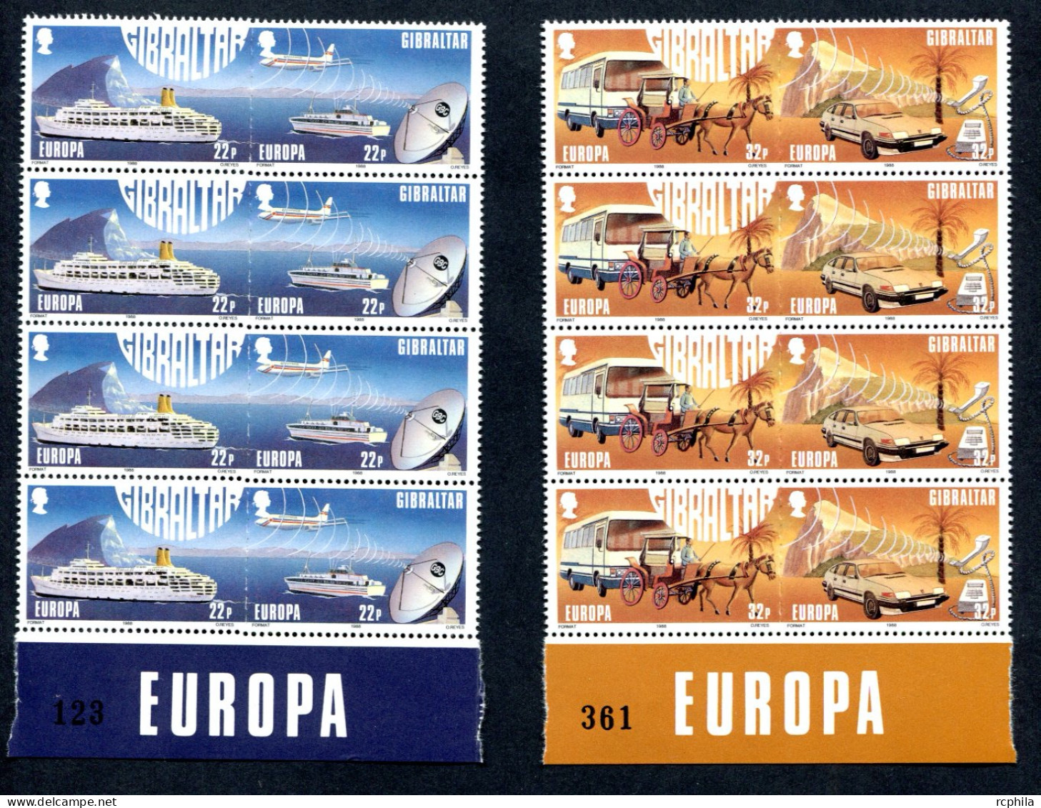 RC 27508 GIBRALTAR COTE 32€ N° 555 / 558 X 4 Ex EUROPA 1988 TRANSPORTS ET COMMUNICATIONS NEUF ** MNH TB - 1988