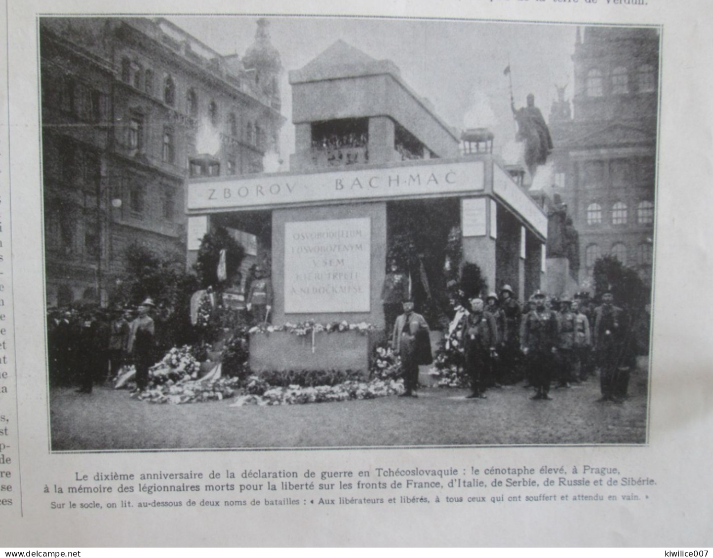 1924  Tchécoslovaquie PRAGUE   10ème Aniversaire  De La Déclaration De La Guerre CENOTAPHE  Monument - Non Classés