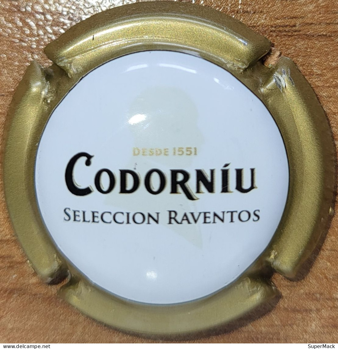 Capsule Cava D'Espagne CODORNIU Série Seleccion Raventos, Verso Métal Brillant, Blanc & Kaki Nr 20 - Placas De Cava