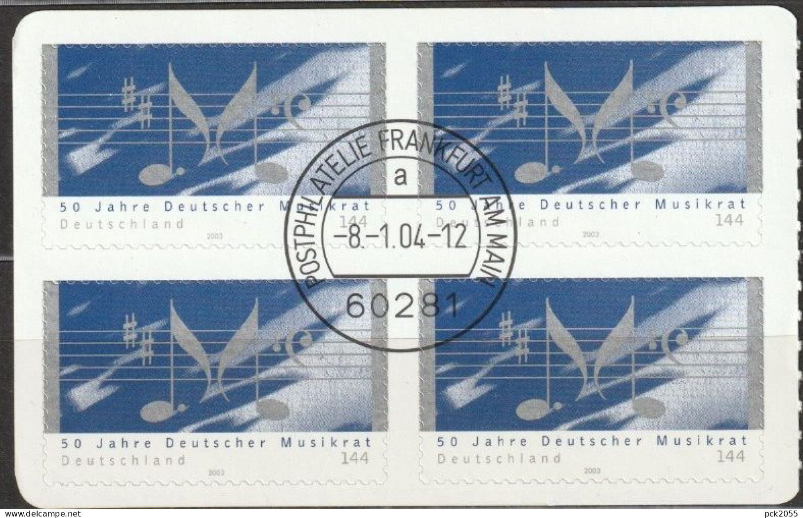 BRD 2004 Mi.Nr.2360 4er Block ESST Frankfurt 50 Jahre Deutscher Musikrat ( 7290  ) - Used Stamps