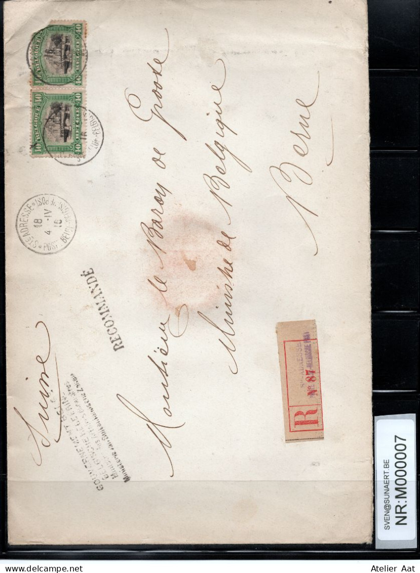 Brief: COB 143 Aangetekend St. Adresse - Gouvernement Belge - 18/04/1916 - Lakzegel + Stempel Bern Op Achterzijde - 1915-1920 Albert I