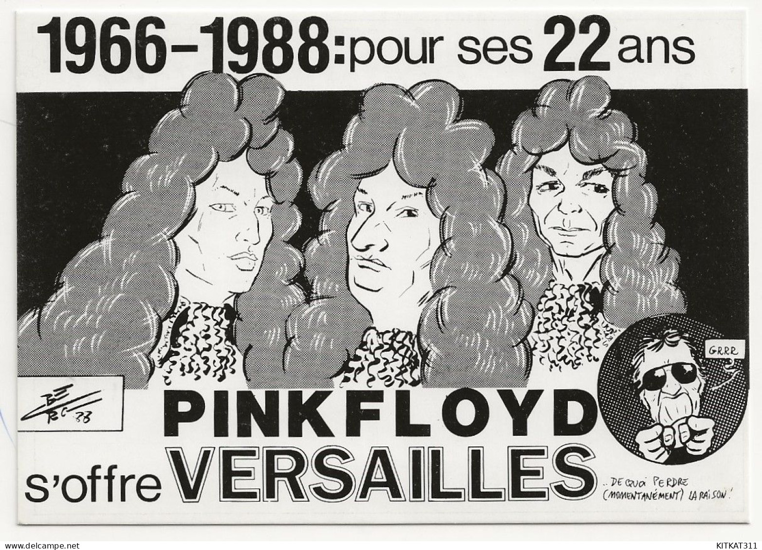 CARTE POSTALE -Tirage 7/150 - 22 ANS DE PINK FLOYD à Versailles Octobre 1988 DEDICACE ILLUSTRATEUR CHARLES BERG - Other & Unclassified