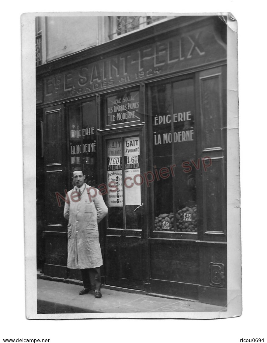 Carte Photo - Paris XXe - 27 Rue Duris - Epicerie E. Saint Felix - Timbres Primes "Le Moderne" - 1929 - Paris (20)