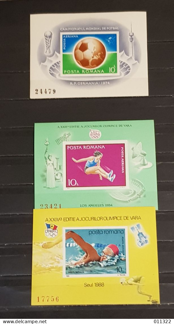 ROMANIA SOCCER &OLYMPIC GAMES BEAUTIFUL LOT 21 BLOCKS PERF&IMPERF MNH - Sonstige & Ohne Zuordnung