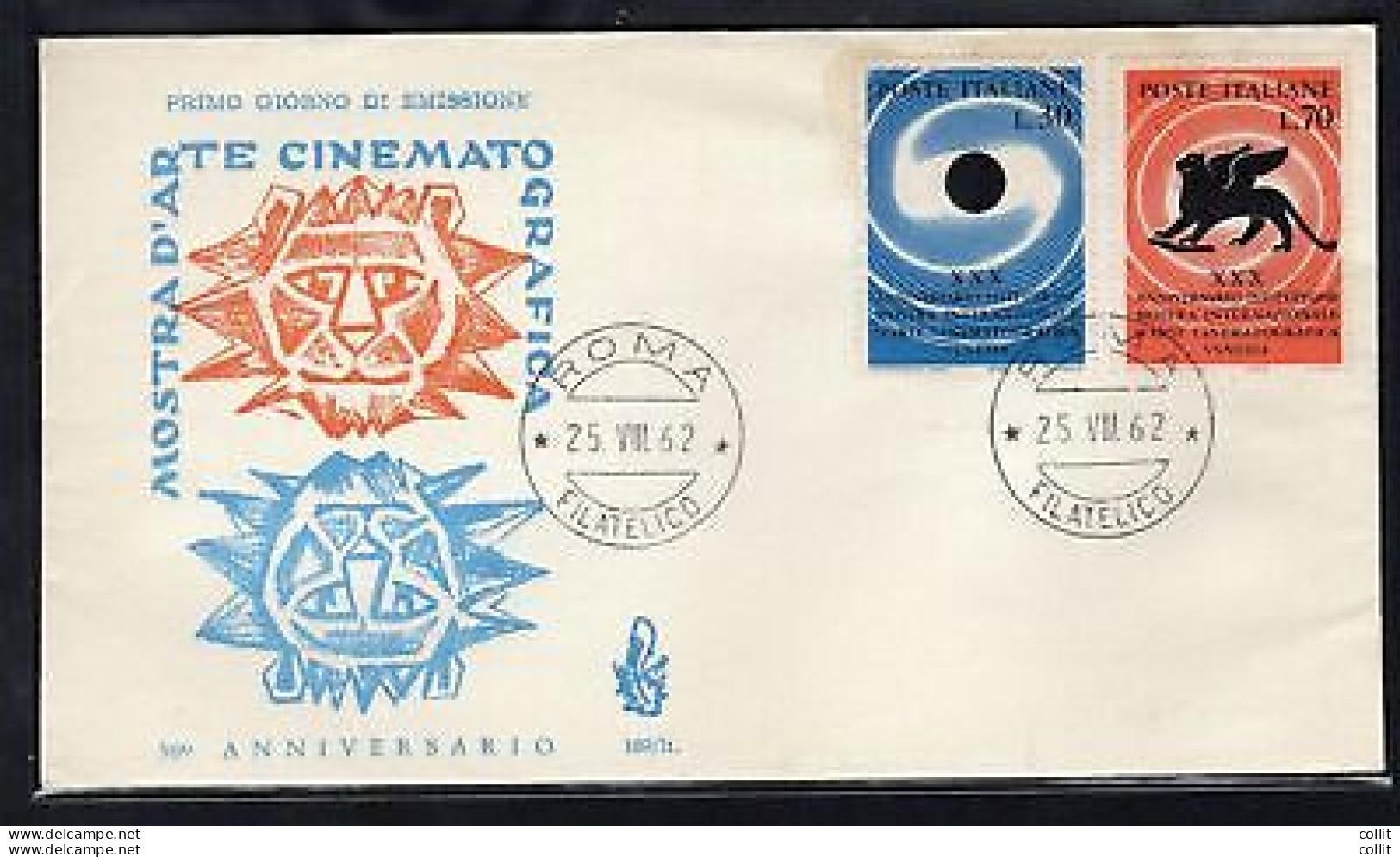 Italia FDC Venetia 1962 30° Ann. Mostra Cinema  Non Viaggiata - FDC