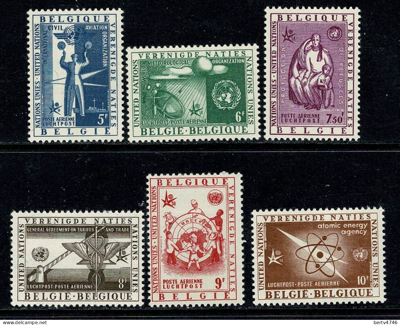 Belg. 1958 LP / PA 30/34*, 35**  MH / MNH - Expo 58 - Mint