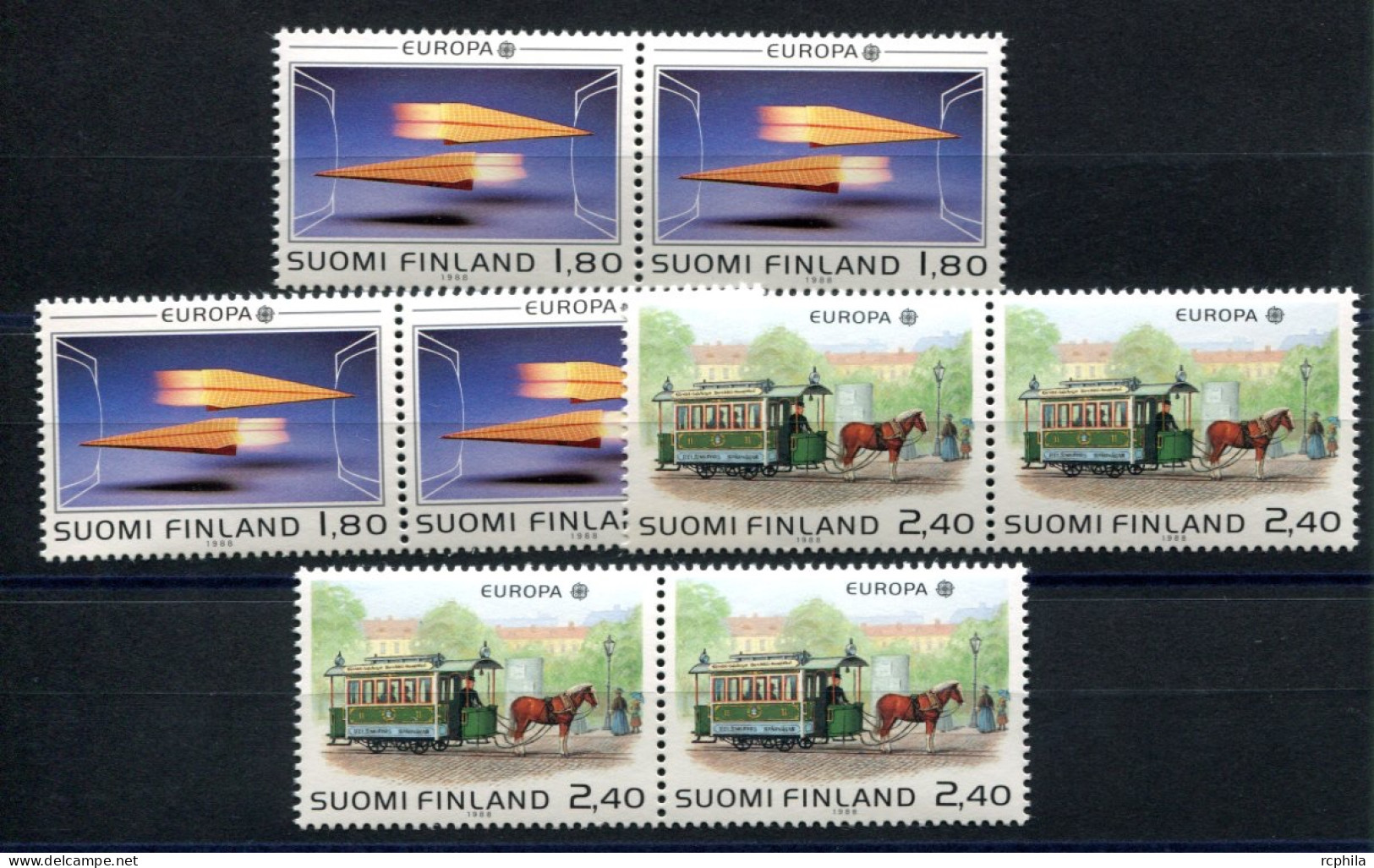 RC 27513 FINLANDE COTE 40€ N° 1015 / 1016 X 4 Ex EUROPA 1988 TRANSPORTS ET COMMUNICATIONS NEUF ** MNH TB - 1988