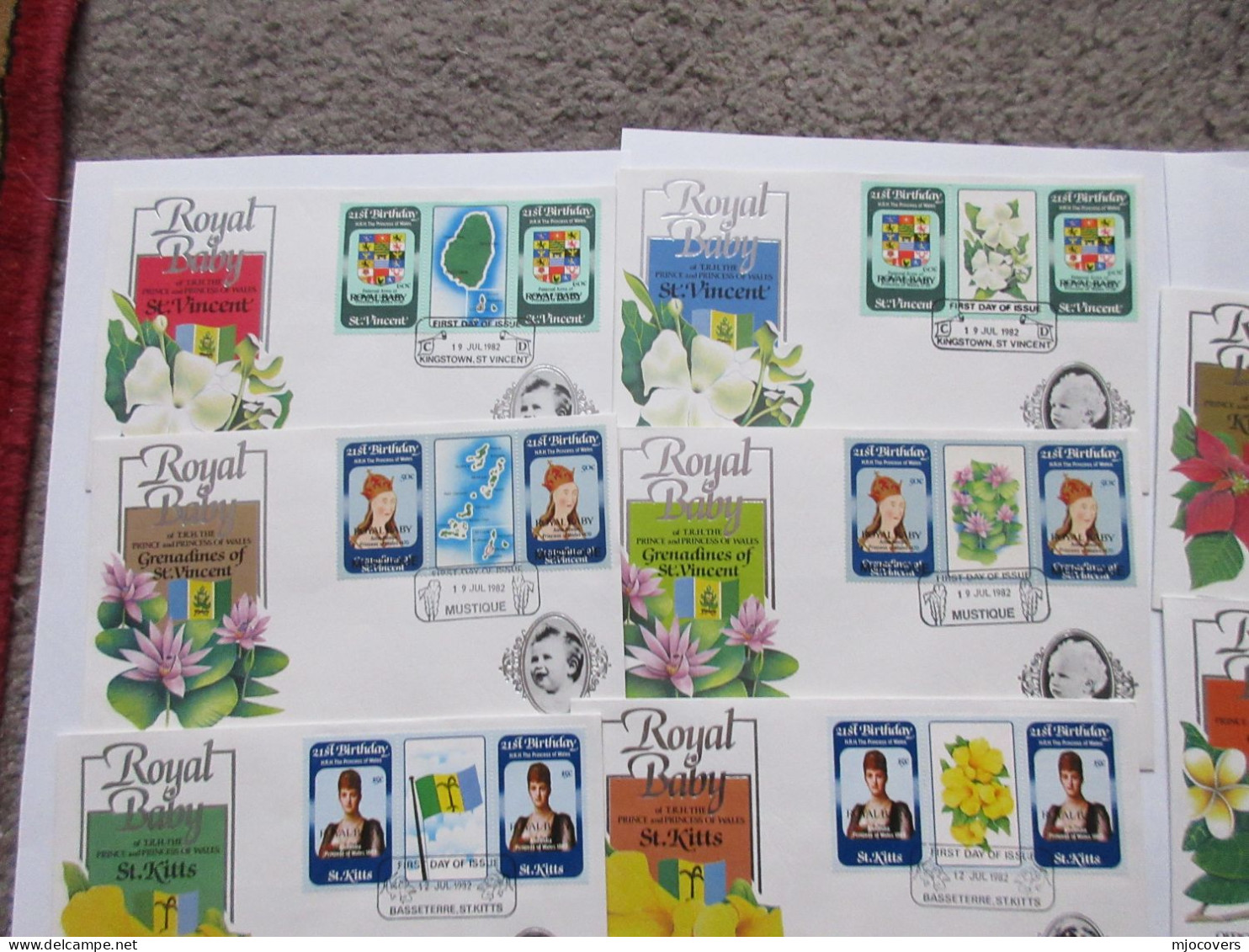 16 Diff 1982  FDCs ROYAL BABY  Ovpt, Princess Diana Birthday Stamps COMMONWEALTH  Royalty Fdc Cover - Koniklijke Families