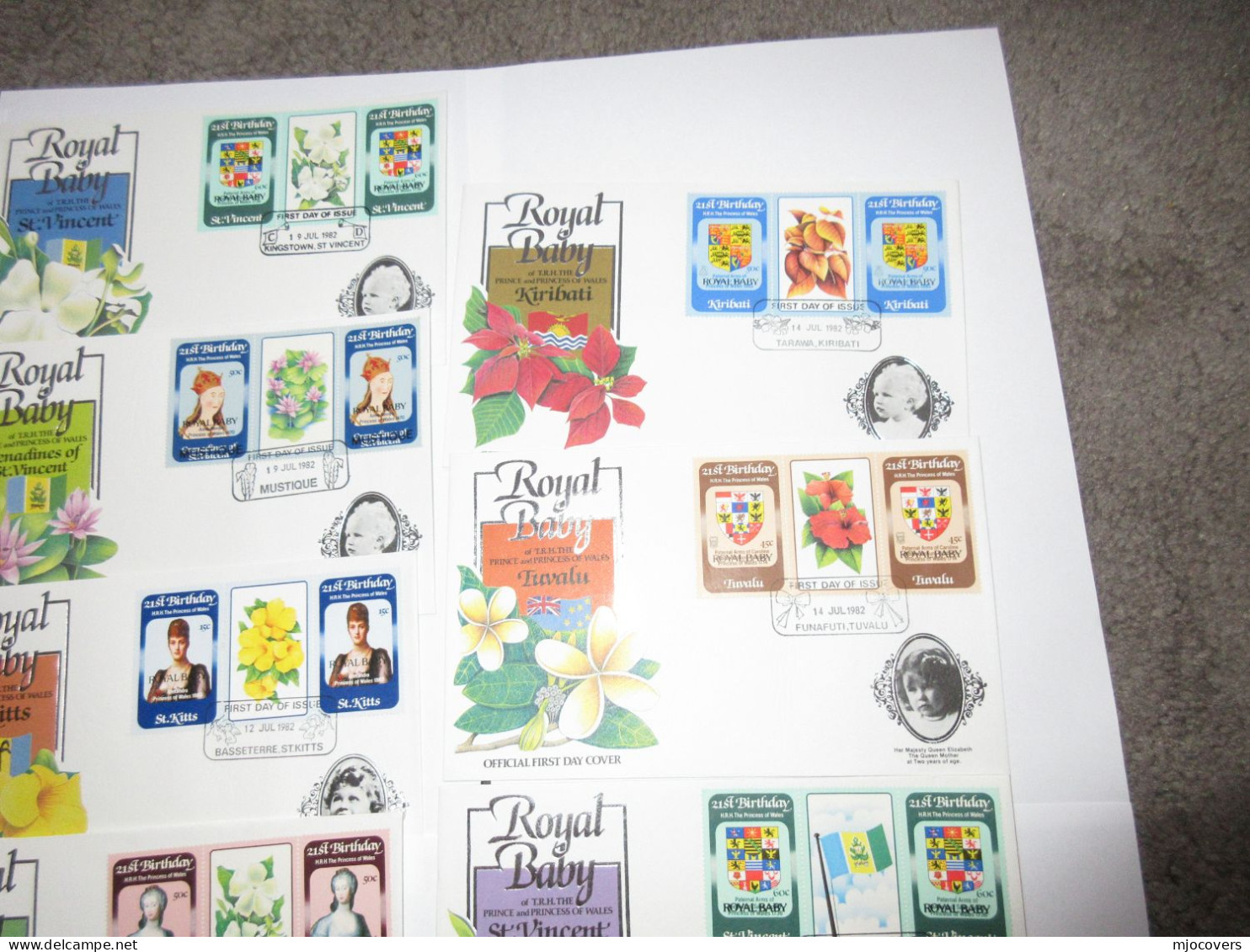 16 Diff 1982  FDCs ROYAL BABY  Ovpt, Princess Diana Birthday Stamps COMMONWEALTH  Royalty Fdc Cover - Koniklijke Families