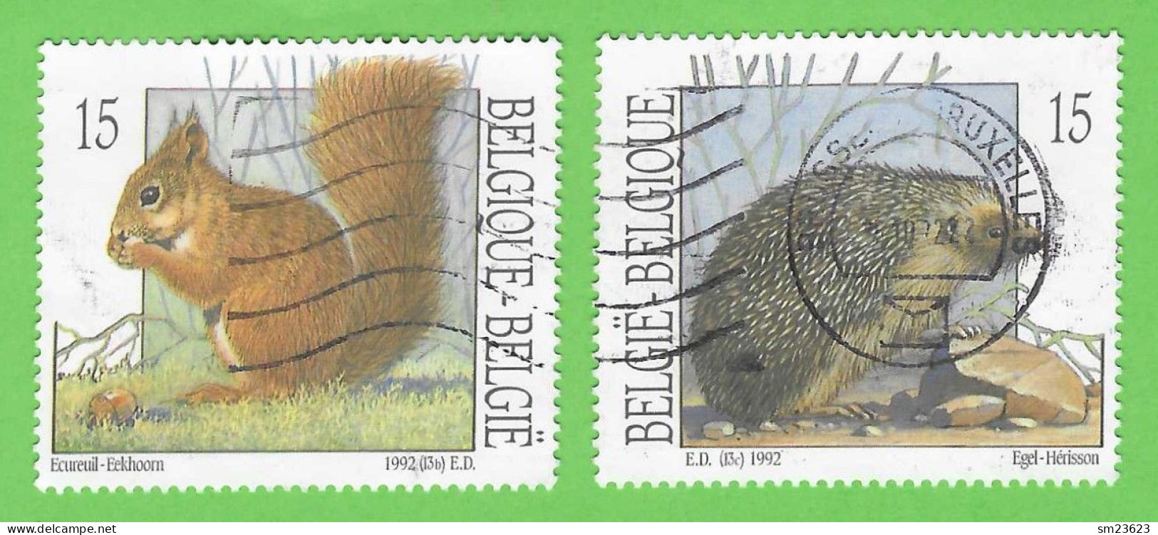 Belgien / Belgique 1992  Mi.Nr. 2530 +2531 , Eichhörnchen Und Igel - Gestempelt / Fine Used / (o) - Usados