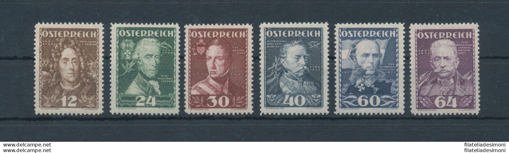 1935  AUSTRIA , N. 471/476 - Grandi Capi Militari - MNH** - Altri & Non Classificati