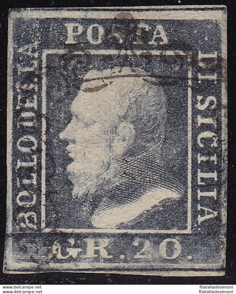 1859 SICILIA, N° 12  20 Grana  Grigio Ardesia  USATO - Sicilia