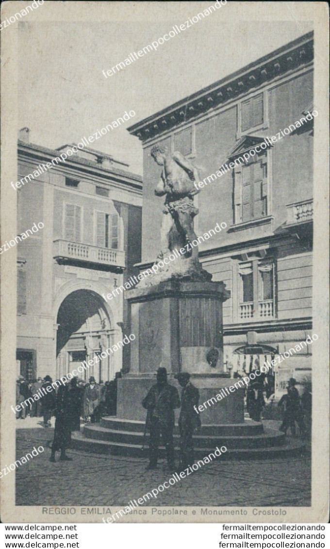 Bc195 Cartolina Reggio Emilia Citta' Banca Popolare E Monumento Crostolo - Reggio Emilia