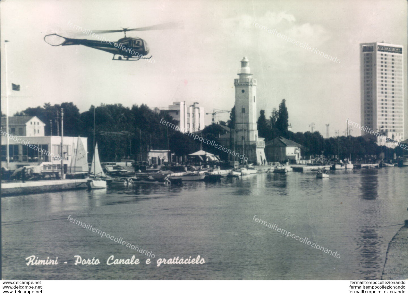 Z647 Cartolina Rimini Citta' Porto Canale E Grattacielo - Rimini