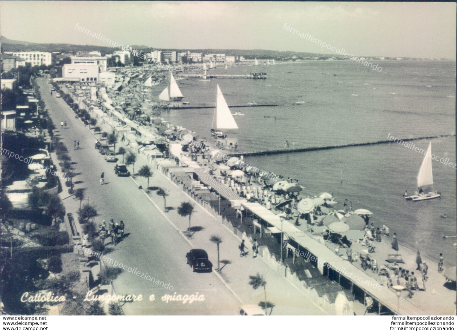 Ad589 Cartolina Cattolica Lungomare E Spiaggia Provincia Di Rimini - Rimini