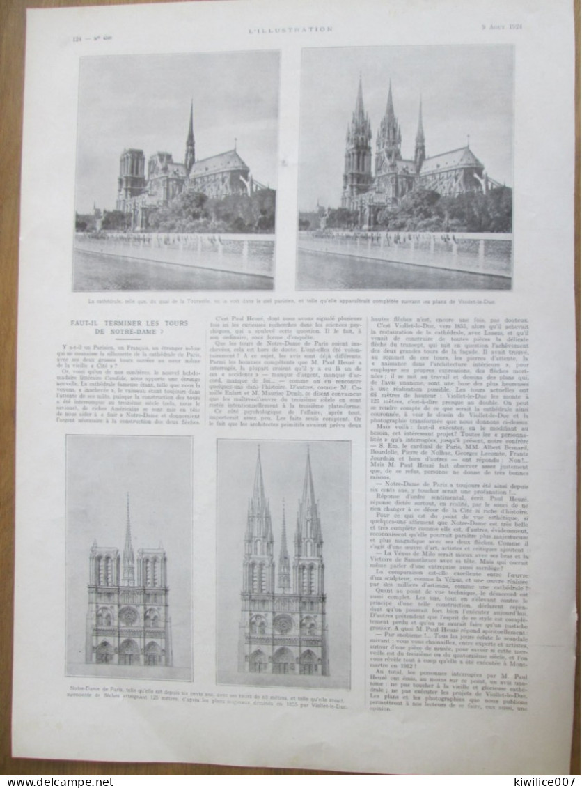 1924  FAUT IL TERMINIER LES TOURS DE NOTRE DAME DE PARIS  Architecture Incendie - Non Classificati