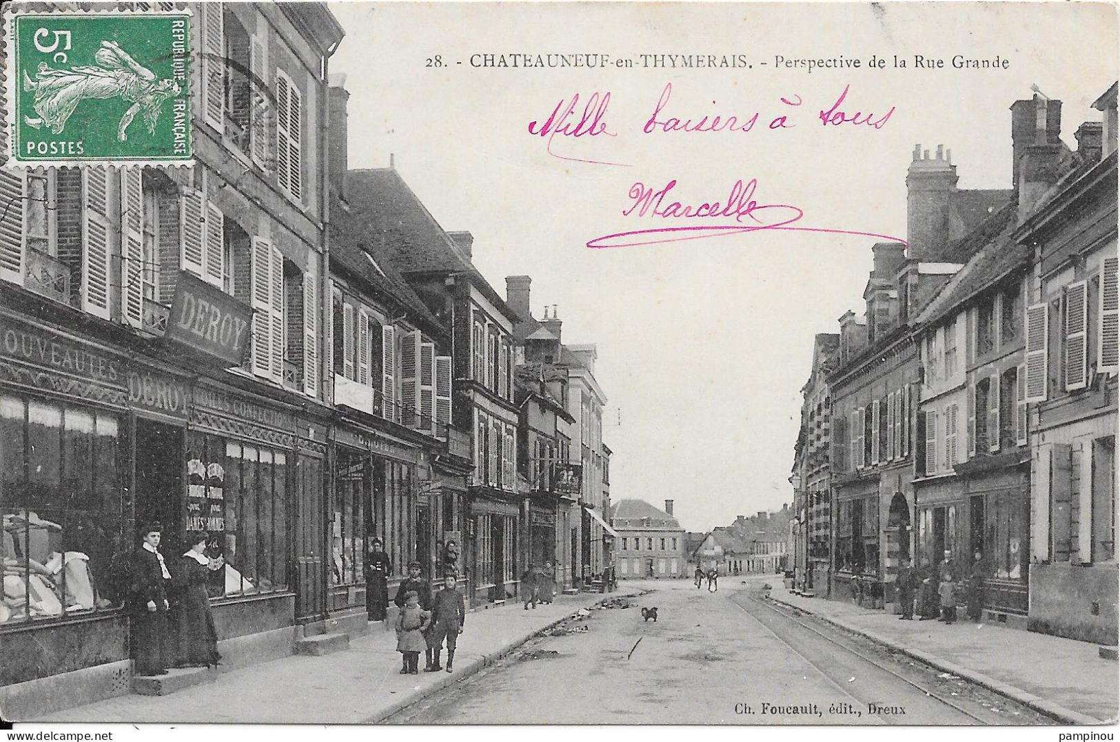 28 - CHATEAUNEUF EN THYMERAIS - Perspective De La Rue Grande - Animée - Châteauneuf