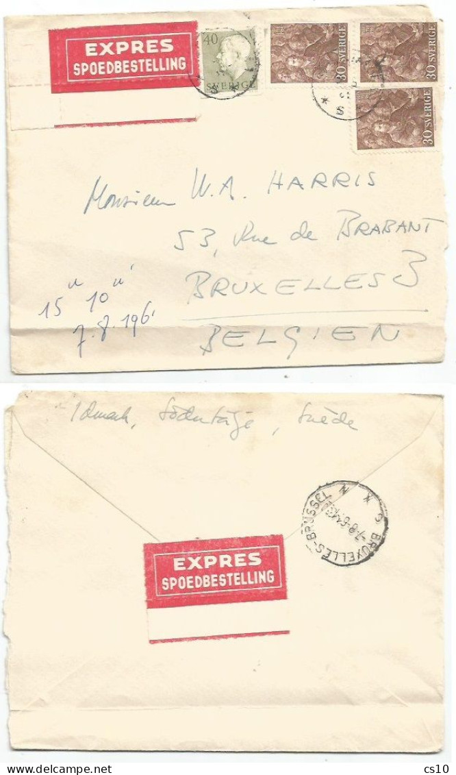 Sweden Express Cover 3aug1961 To Italy With Pilo O.30 (x3) + King O.40 - Briefe U. Dokumente