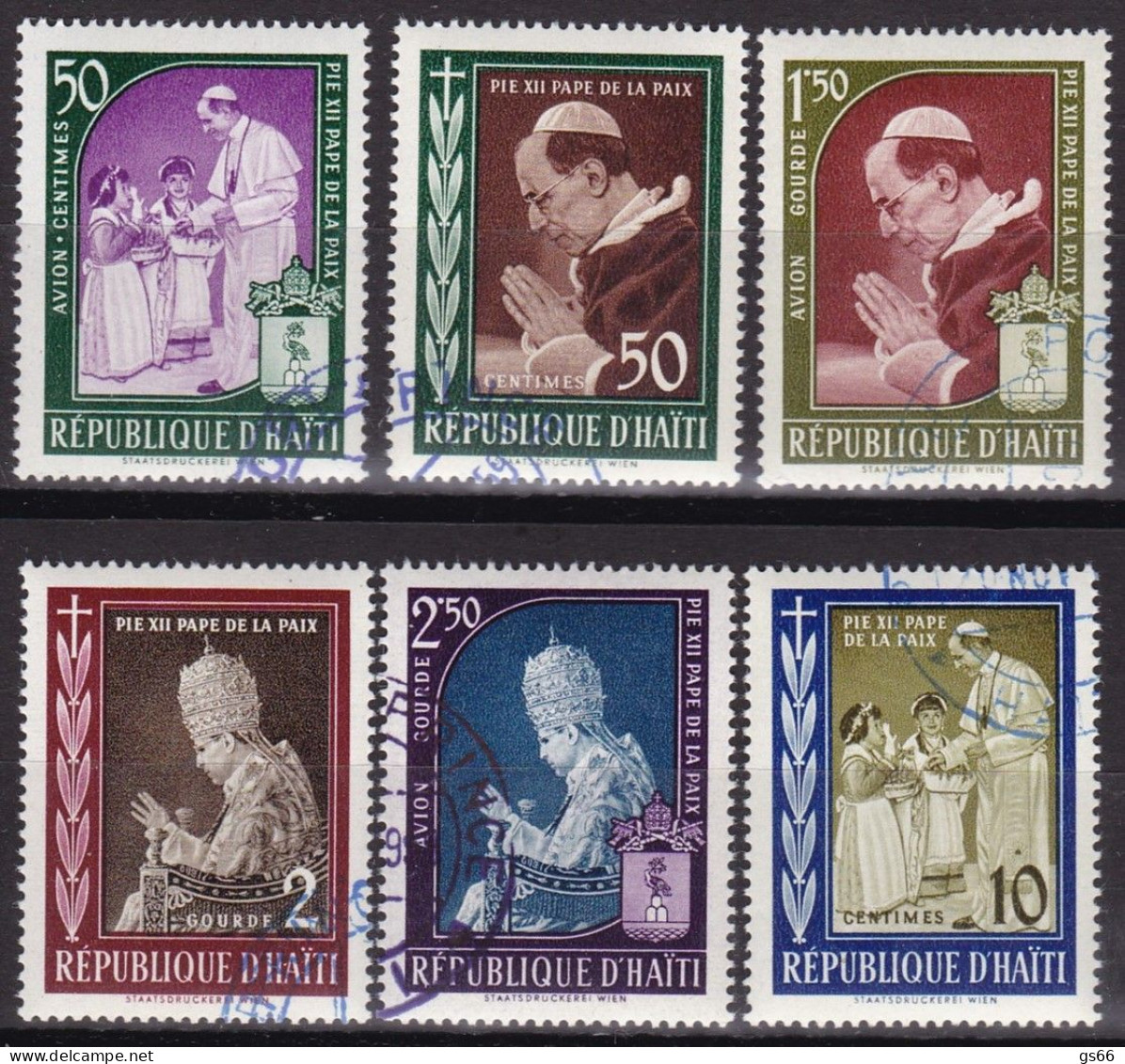 Haiti, 1959, 555/60 Used Oo ,  Papst Pius XII. - Haití