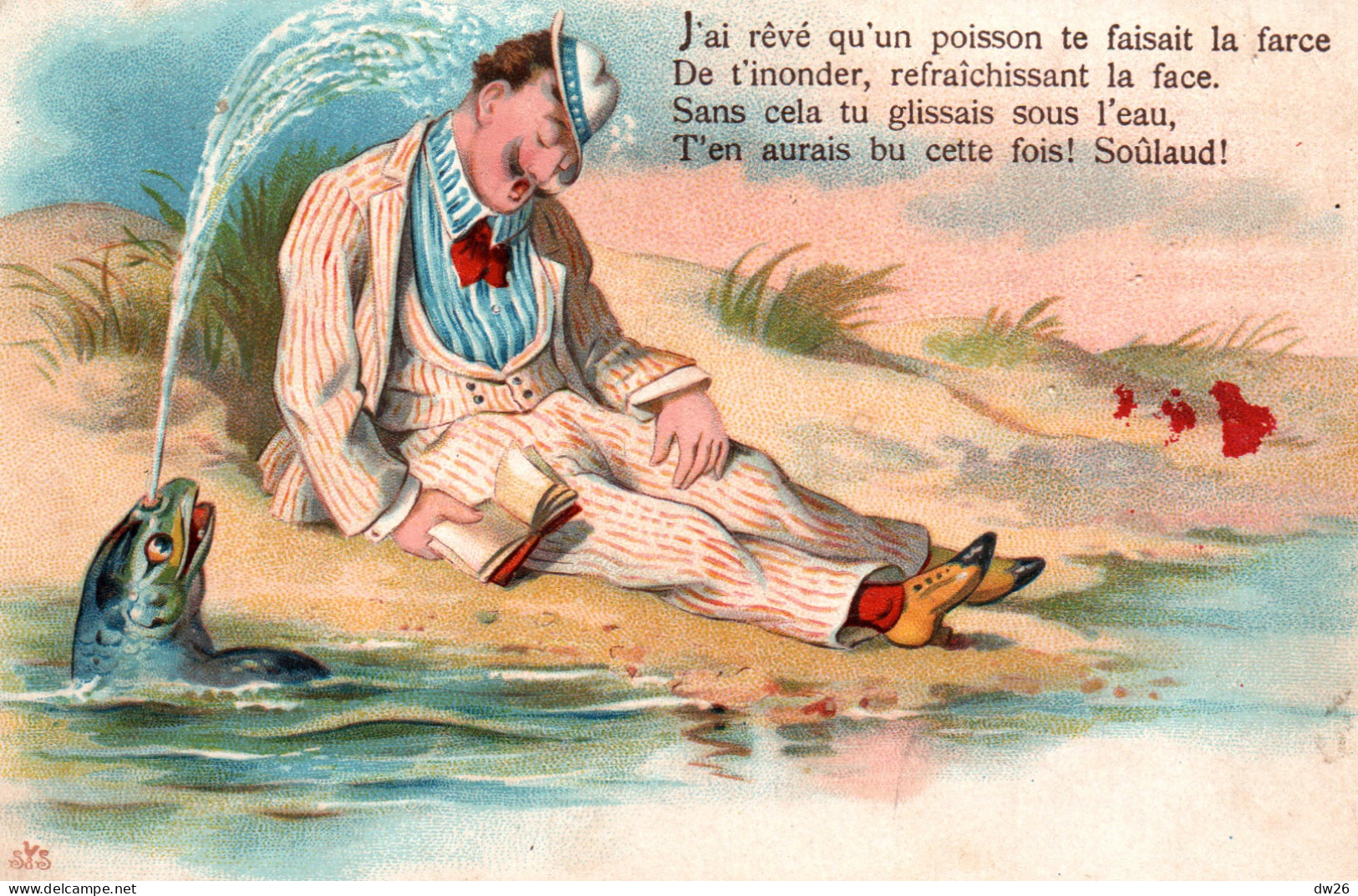 Illustration Non Signée: J'ai Rêvé Qu'un Poisson Te Faisait La Farce... - Homme Endormi - Carte S. & S. De 1906 - 1900-1949