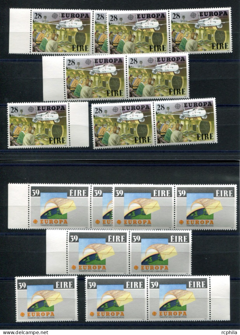 RC 27516 IRLANDE COTE 90€ N° 653 / 654 X 9 Ex EUROPA 1988 TRANSPORTS ET COMMUNICATIONS NEUF ** MNH TB - 1988