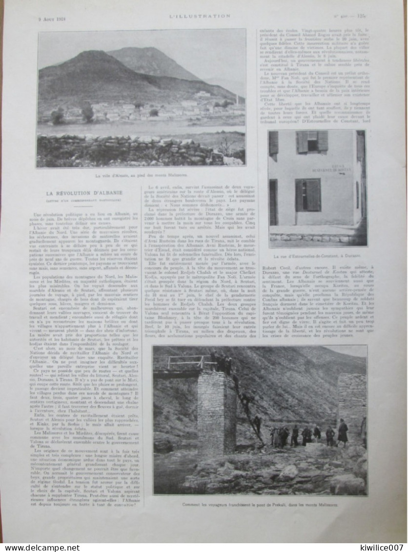 1924  ALBANIE  Rue D Estournelles De Constant DURAZZO    Pont Prekali  Mont Malissores Alession  REVOLUTION - Non Classificati